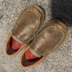 Twisted X Brown Leather Slip-On Loafers